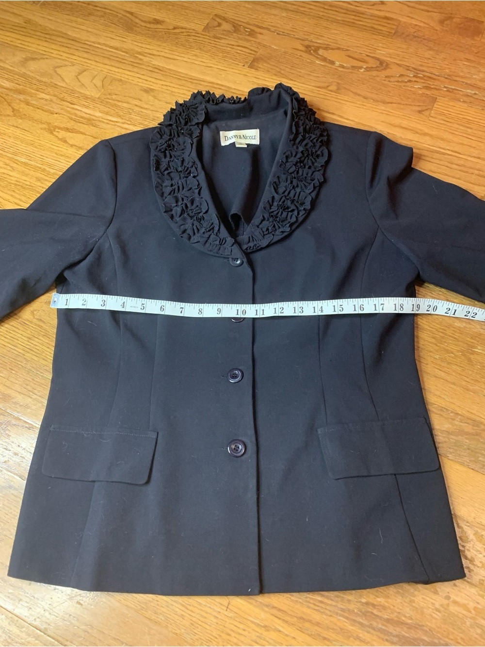 Danny & Nicole Black Blazer with Ruffle Collar | Size 14 - Picture 7 of 7